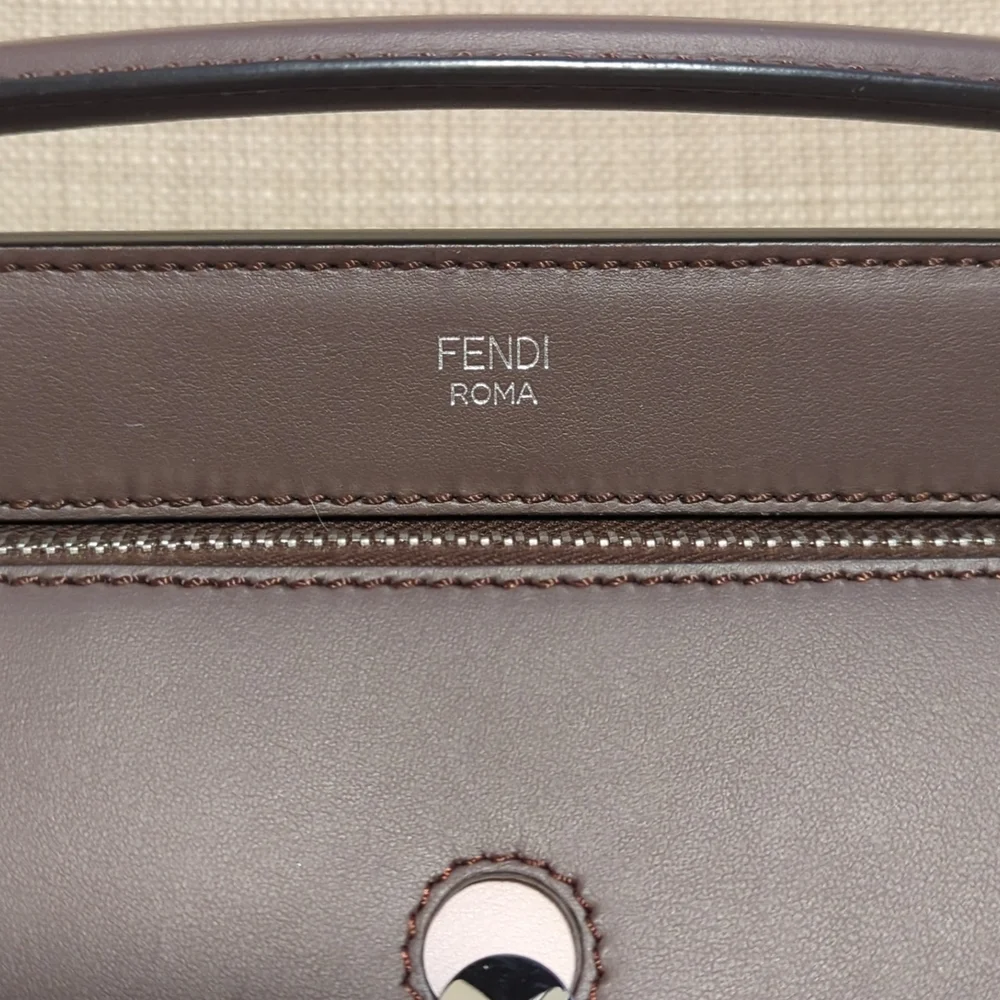Fendi Chocolate Brown Leather Shoulder Bag with Silver Hardware - Picture 2 of 16
